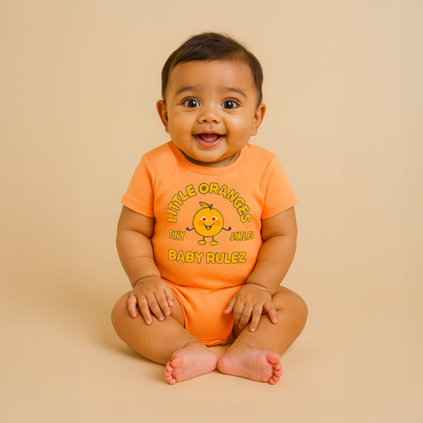 Baby Clothes - Cotton T-Shirt / Romper - Orange Color