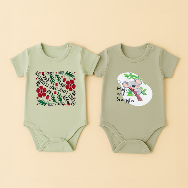 Baby Hoodz 2-Piece Green and Olive Green Rompers Combo – Best Deal