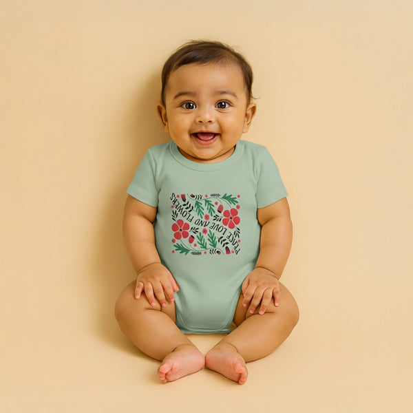 Baby Clothes - Cotton T-Shirt / Romper - Olive Green Color