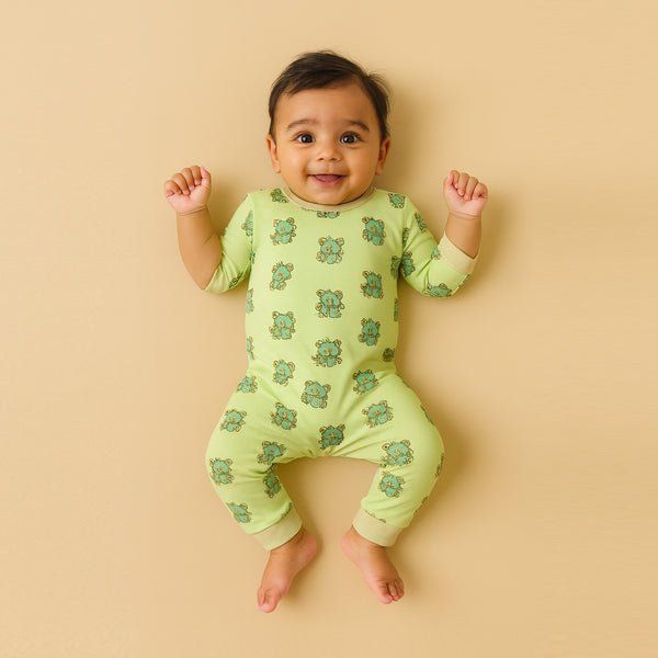 Baby Clothes - Cotton Bodysuit - Green Color