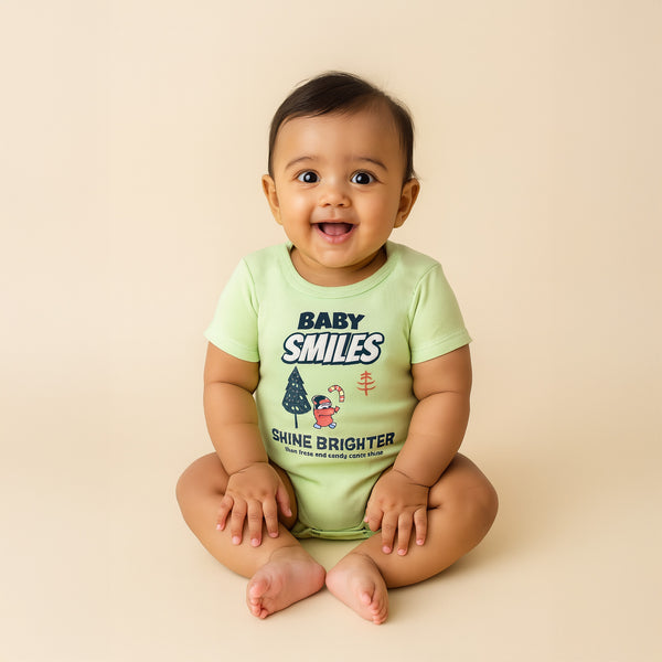 Baby Clothes - Cotton T-Shirt / Romper - Green Color
