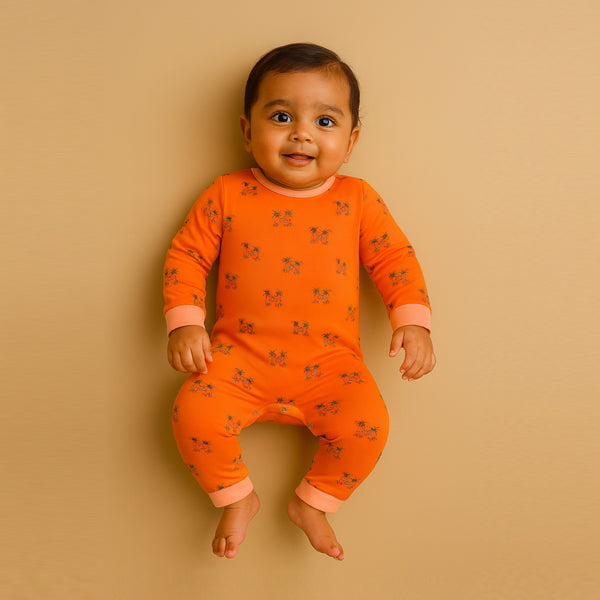 Baby Clothes - Cotton Bodysuit - Orange Color