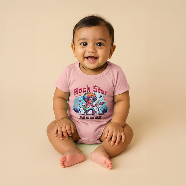 Baby Clothes - Cotton T-Shirt / Romper - Dark Pink Color