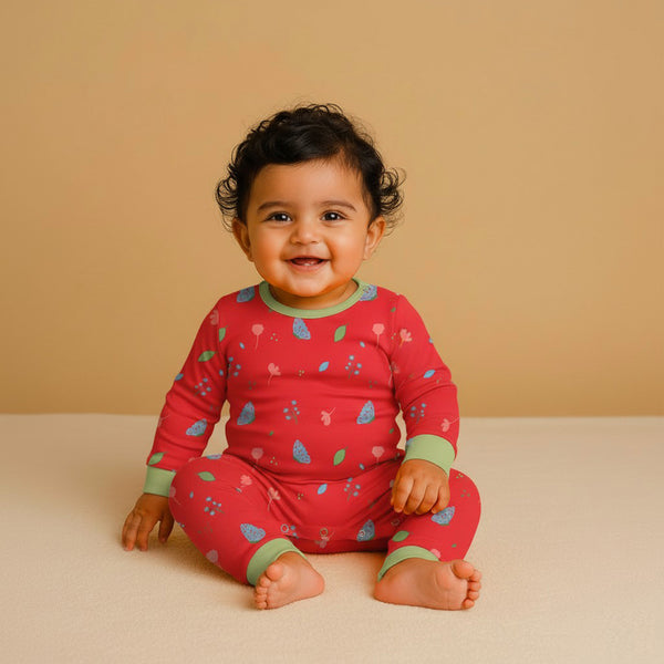 Baby Clothes - Cotton Bodysuit - Dark Red Color