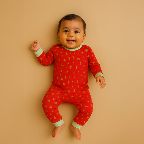 Baby Clothes - Cotton Bodysuit - Red Color