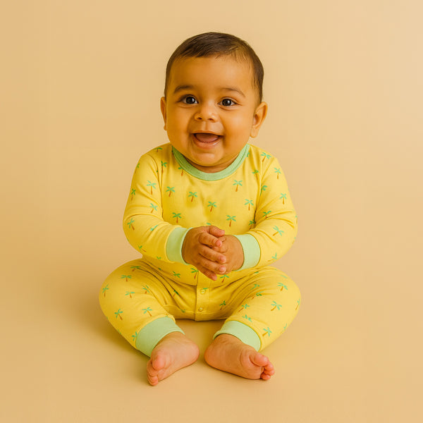 Baby Clothes - Cotton Bodysuit - Yellow Color