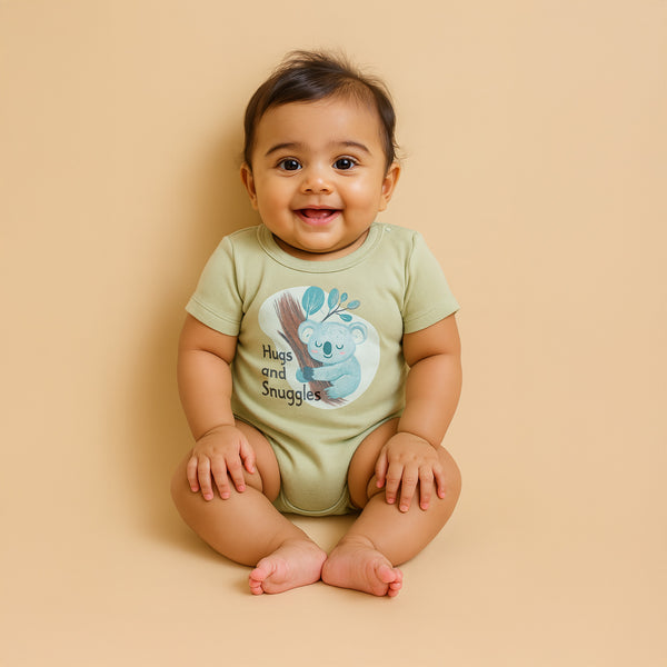 Baby Clothes - Cotton T-Shirt / Romper - Sage Green Color