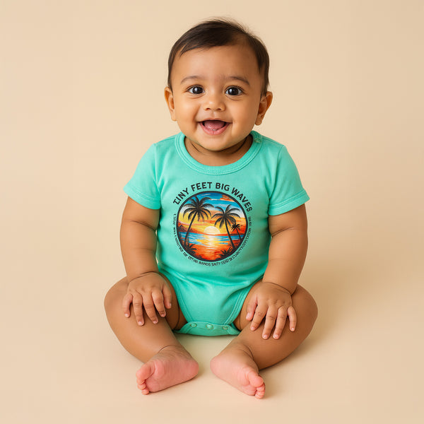 Baby Clothes - Cotton T-Shirt / Romper - Sea Green Color