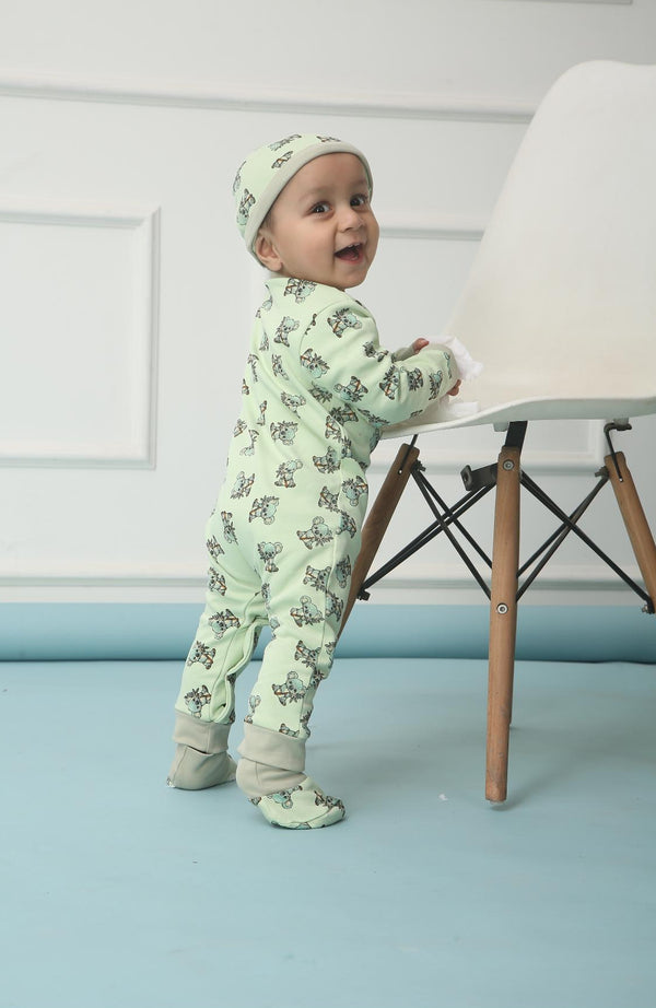 Baby Clothes - Cotton Bodysuit - Green Color